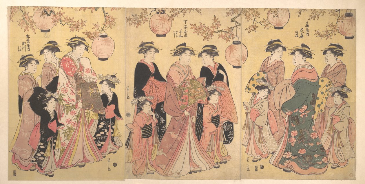 Parada Yoshiwara jesienią autorstwa Chobunsai Eishi
