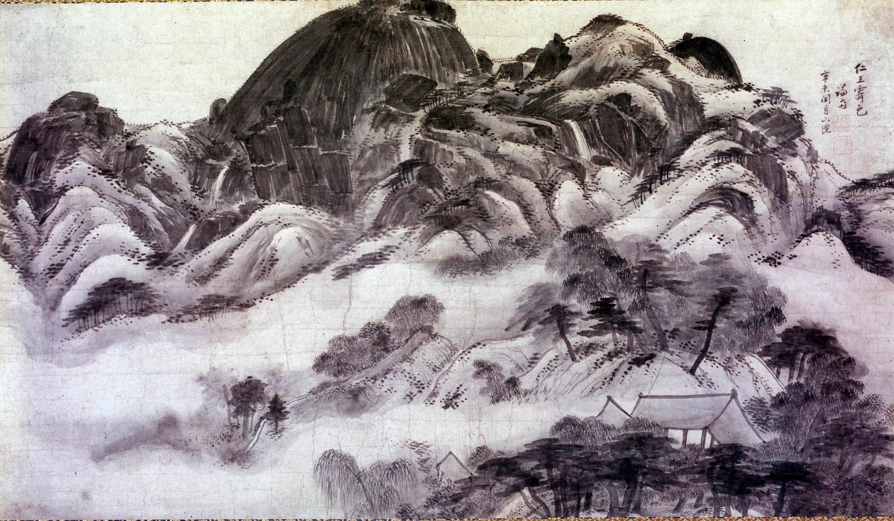 Art coreen: Góra Inwang. Ryciny Chong Son (1676-1759). 18 wiek. Kolekcja Jai Hyang John autorstwa Chong Son