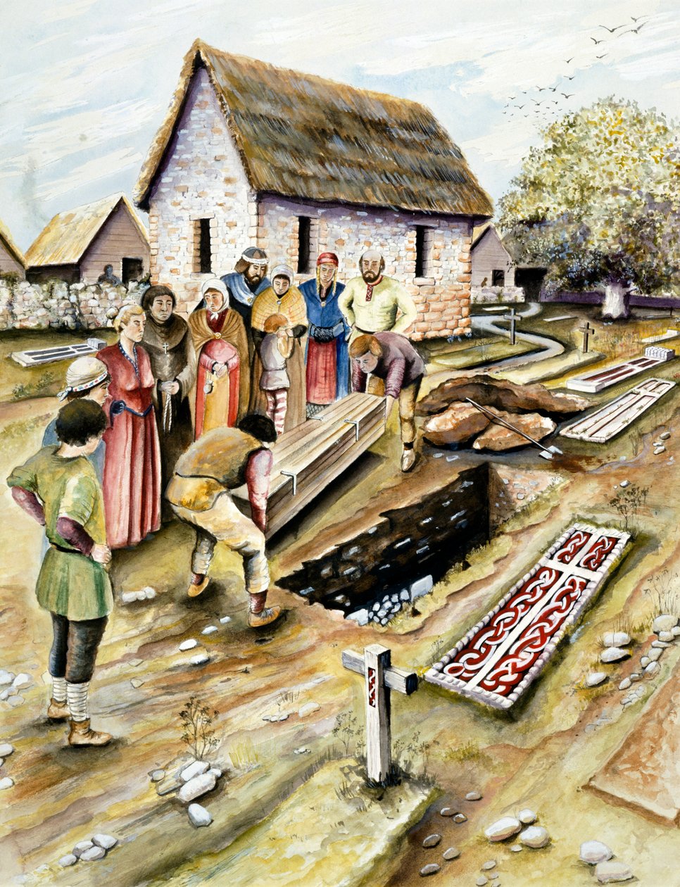 Pochówek wikingów na cmentarzu, York, Yorkshire, X wiek ok. 2000 r. autorstwa Chris Evans