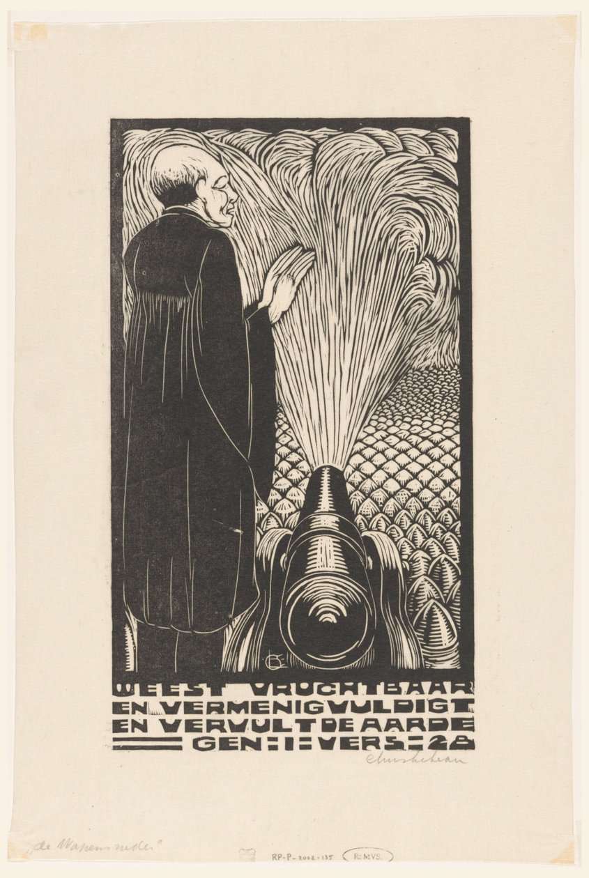 Człowiek na broni W dół broni (tytuł na obiekcie) autorstwa Chris Lebeau (signed by artist)