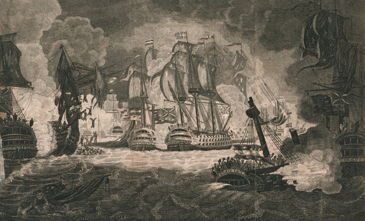 „Widok na zaręczyny i pamiętne zwycięstwo... 1 czerwca 1794 roku” autorstwa Christall