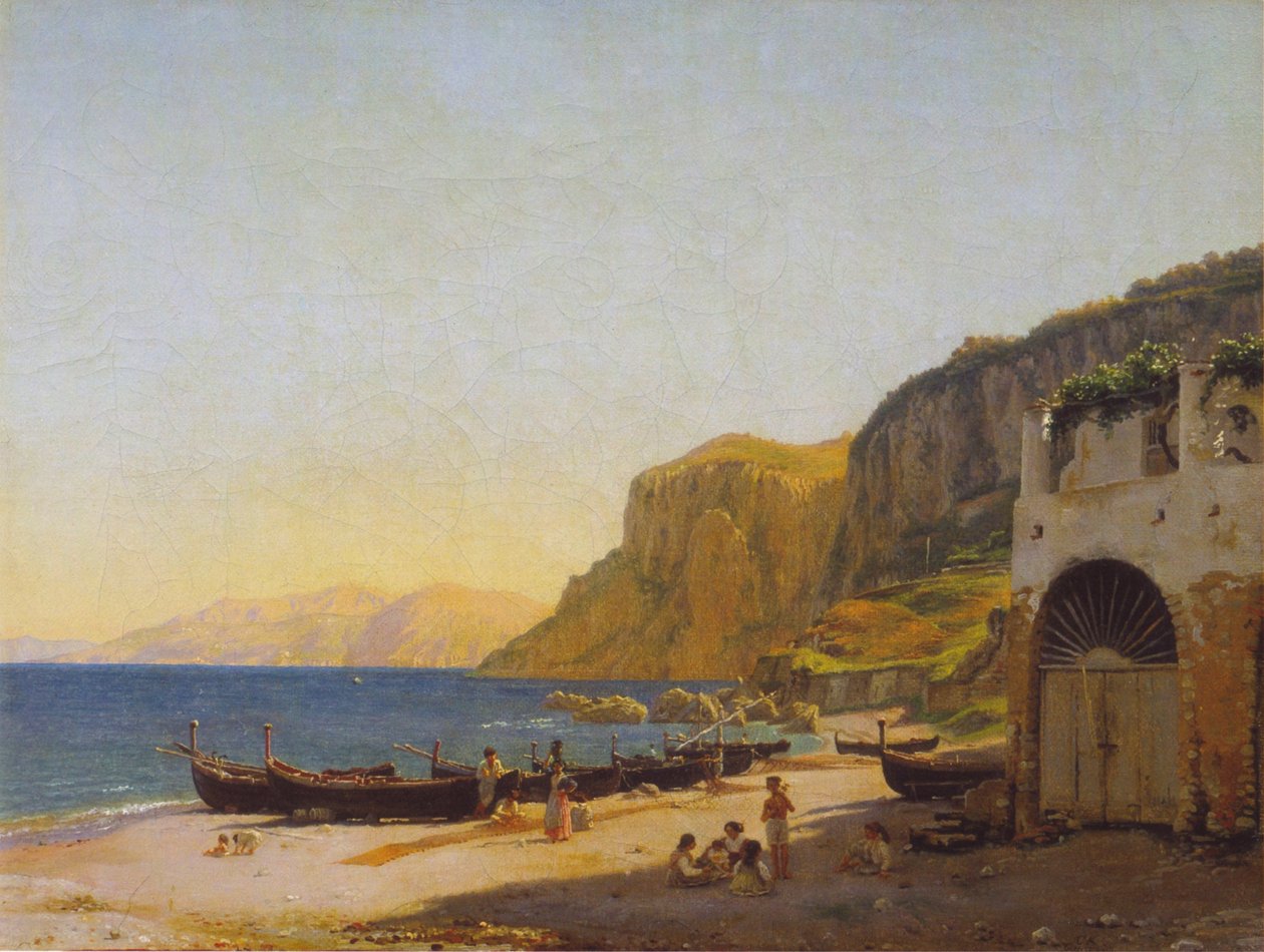 Widok na Marinę Grande, Capri autorstwa Christen Schjellerup Købke