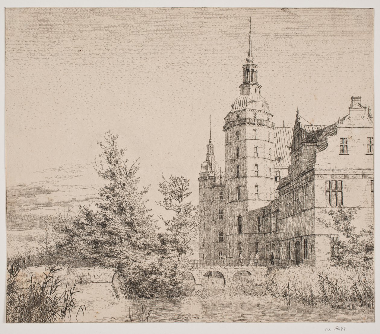 Zamek Frederiksborg. Impreza w Møntbroen autorstwa Christen Købke