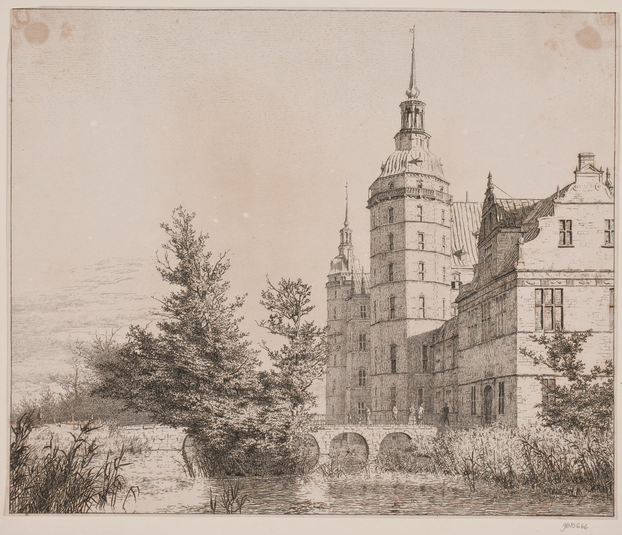Zamek Frederiksborg. Impreza w Møntbroen autorstwa Christen Købke