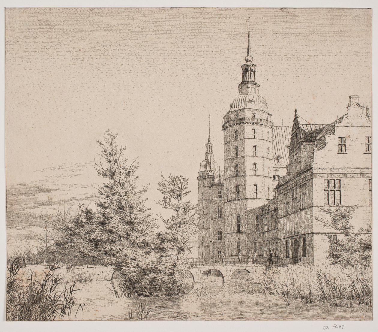 Zamek Frederiksborg. Impreza w Møntbroen autorstwa Christen Købke