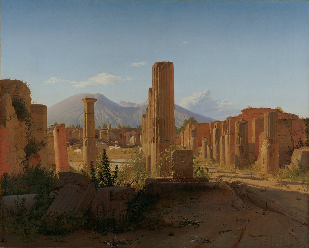Forum w Pompejach z Wezuwiuszem w tle, 1841 autorstwa Christen Schjellerup Købke