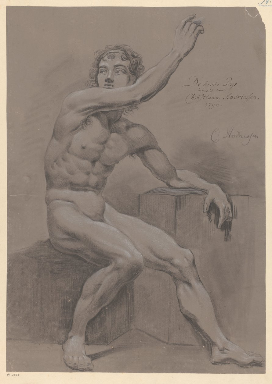 Siedzący mężczyzna nago, widok z boku (3 nagroda 1796) autorstwa Christiaan Andriessen