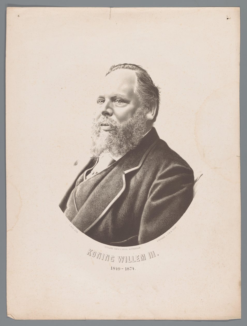 Portret Wilhelma III Niderlandzkiego Król Wilhelm III 1849-1874 (tytuł na obiekcie) autorstwa Christiaan Bos