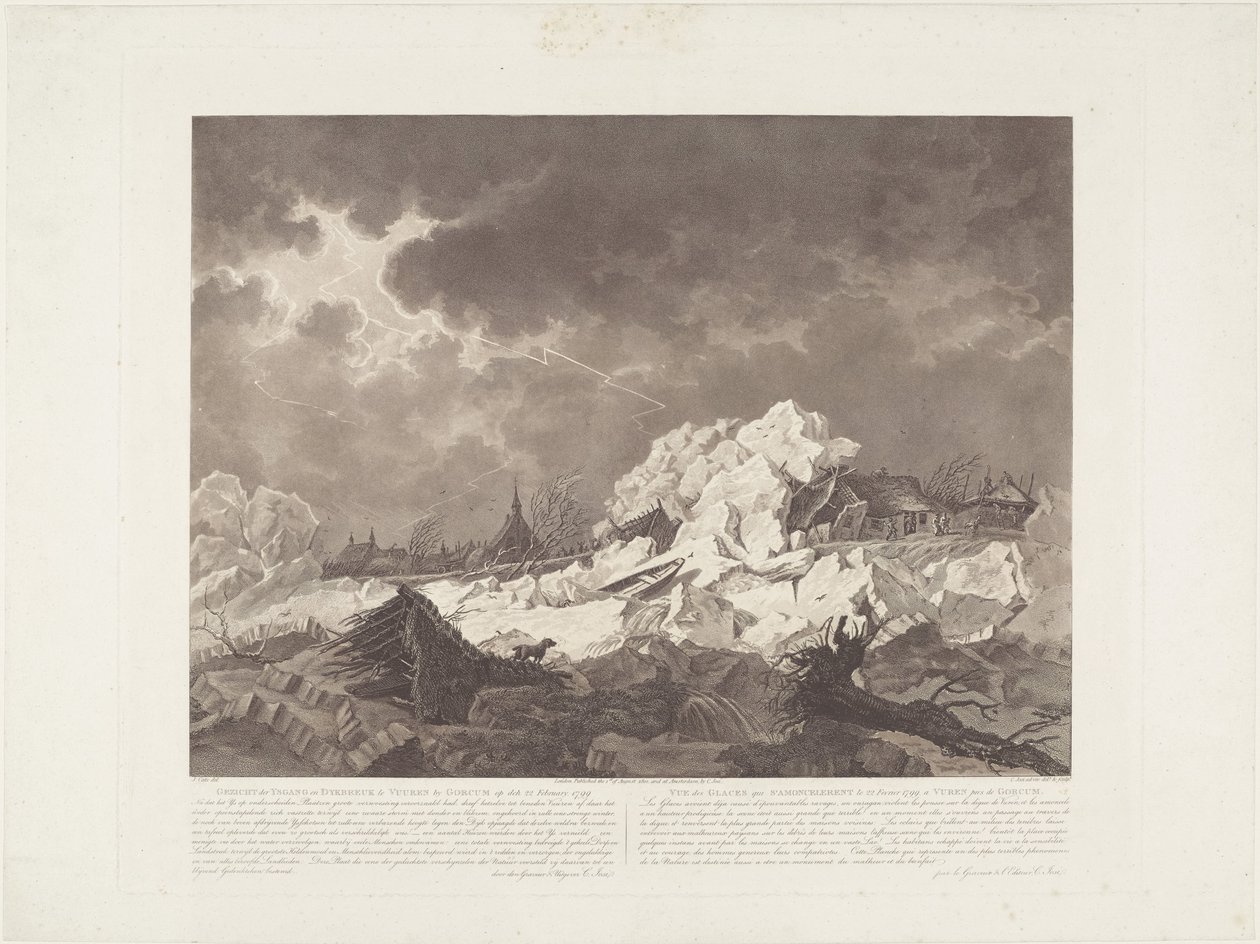 Widok Ysgang i Dykbreak w Vuuren przez Gorcum w dniu 22 lutego 1799 / Vue des Glaces qui S