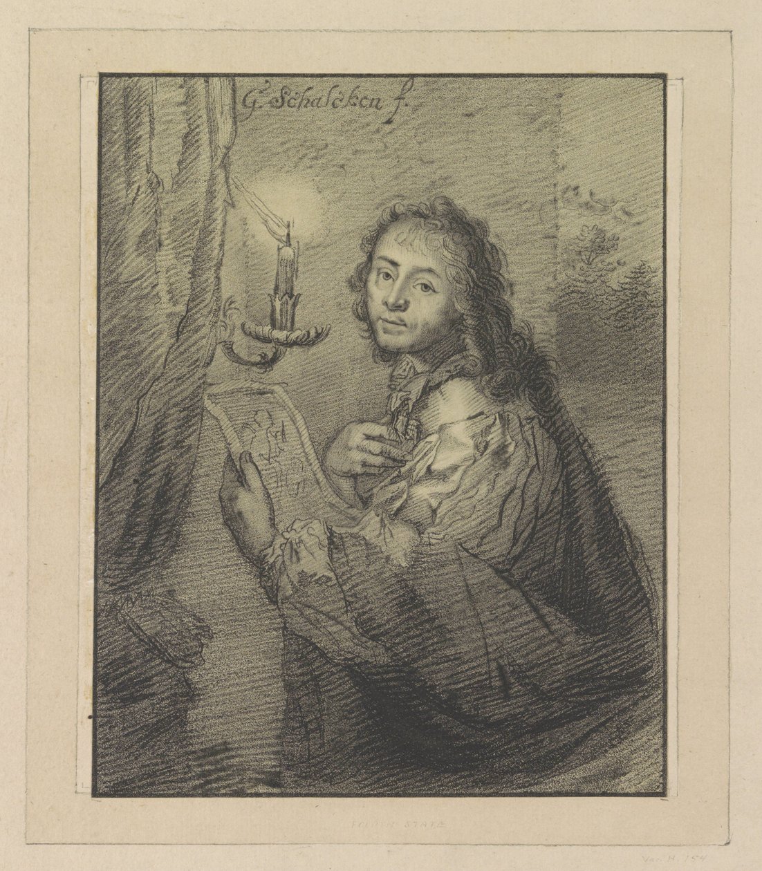 Portret Godfrieda Schalckena przy świecach autorstwa Christiaan Josi