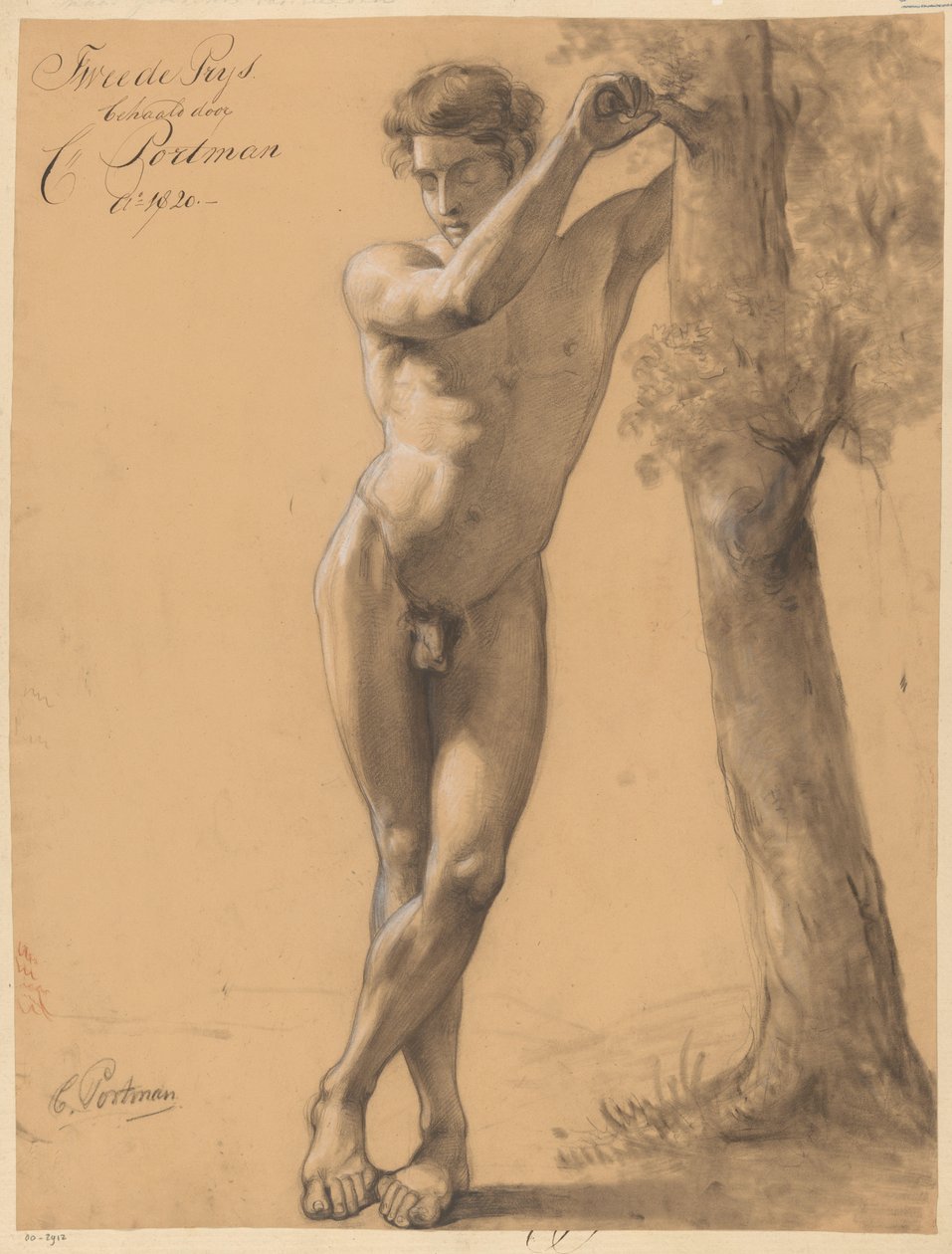 Stojący akt męski, widziany z przodu (II nagroda 1820) autorstwa Christiaan Julius Lodewijk Portman