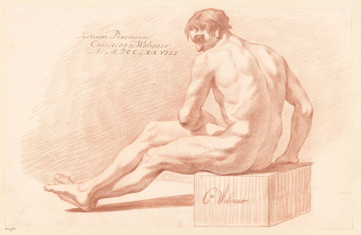 Siedzący mężczyzna nago, widok z boku (3 nagroda 1778) autorstwa Christiaan Welmeer