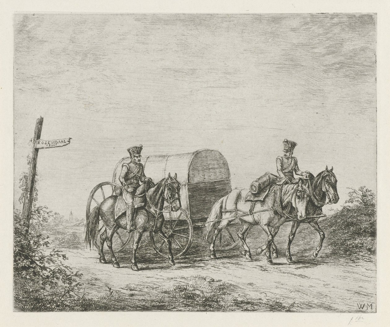 Dwóch żołnierzy na koniach autorstwa Christiaan Wilhelmus Moorrees