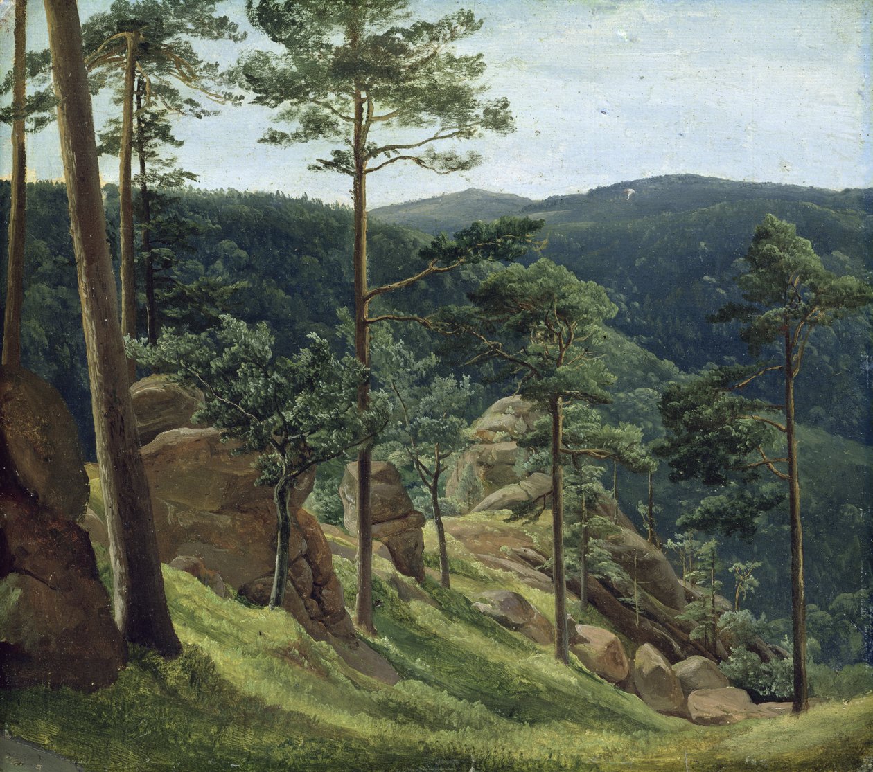 Vaizdas į Brokeno kalną, 1829 m. (aliejus ant popieriaus ant laivo)poli autorstwa Christian Ernst Bernhard Morgenstern