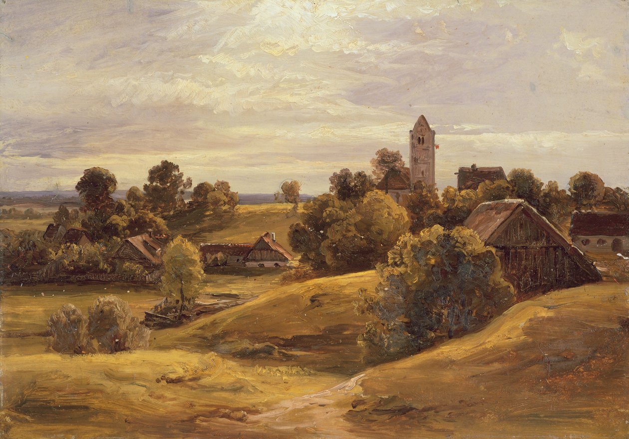 Wieś koło Dachau, 1859 (olej na papierze ułożony na tekturze) autorstwa Christian Ernst Bernhard Morgenstern