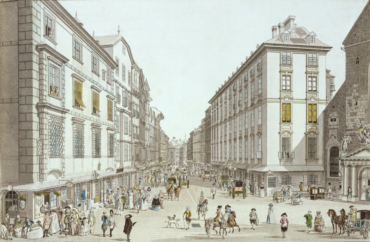 Widok na Kohlmarkt, 1786 autorstwa Christian Georg II Schutz or Schuz