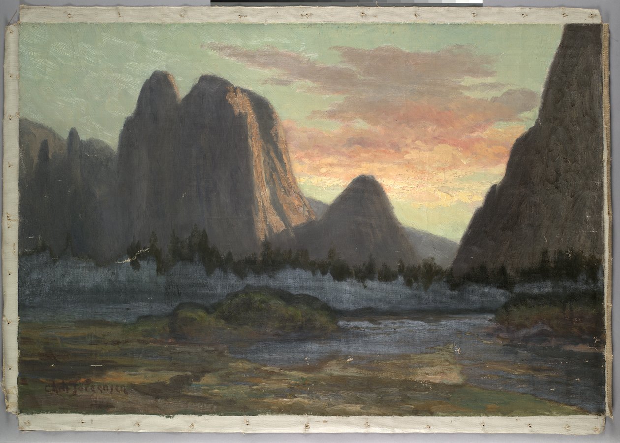 Yosemite View, Zachód słońca, ok. 1899 autorstwa Christian Jorgensen
