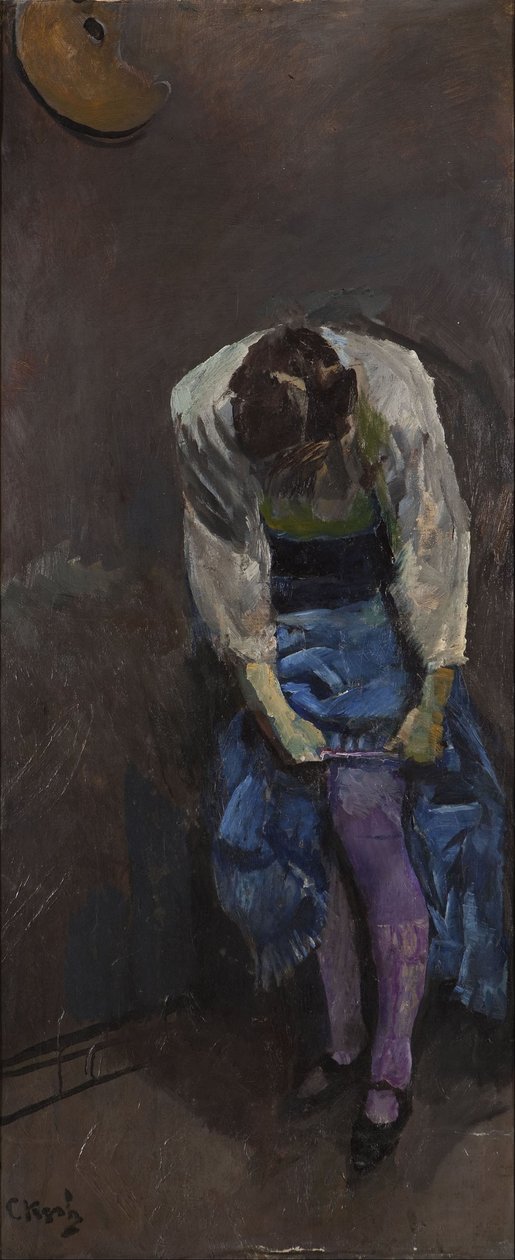 Dziewczyna, która wiąże podwiązkę autorstwa Christian Krohg