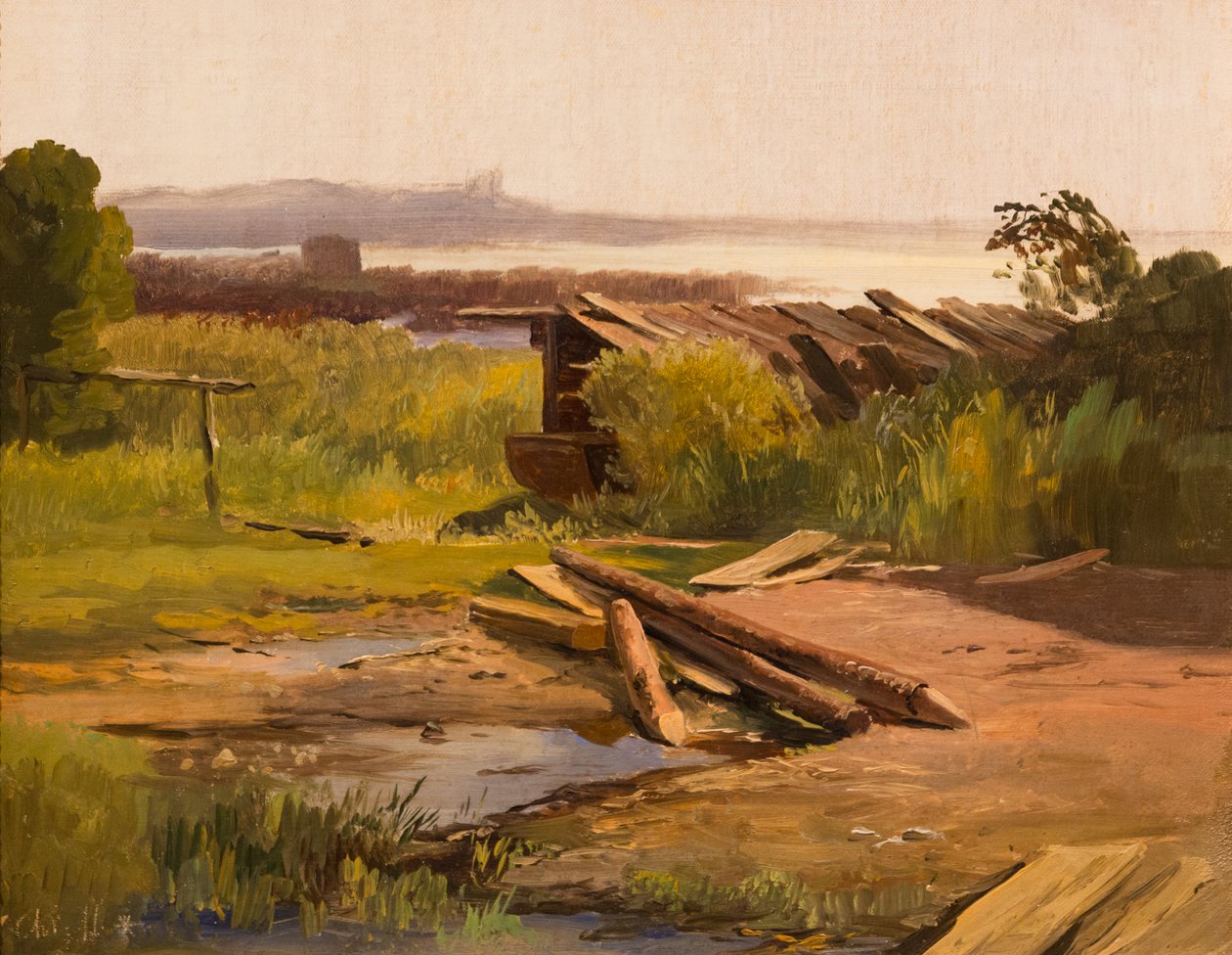 Krajobraz nad rzeką lub Krajobraz nad jeziorem w Bawarii, Niemcy autorstwa Christian Ernst Bernhard Morgenstern