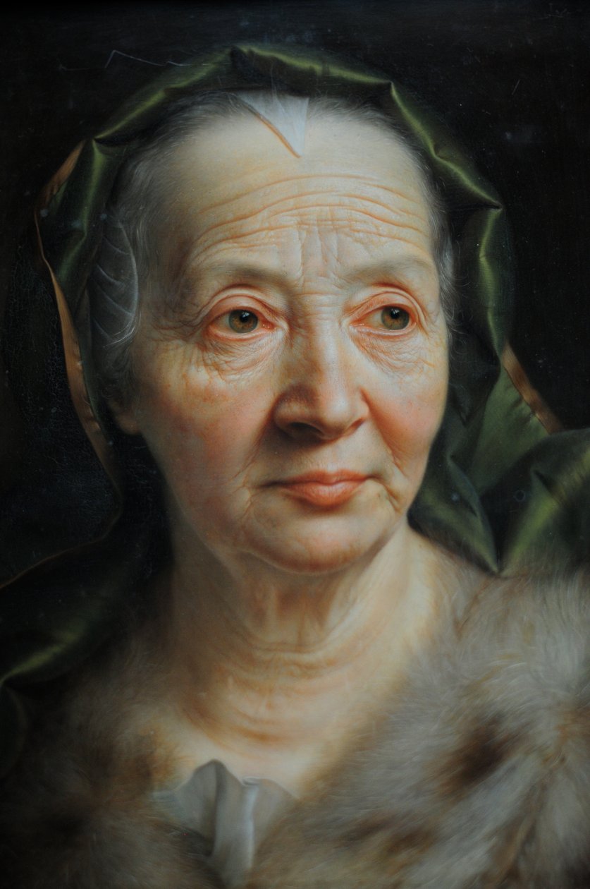 Portret starej kobiety z zielonym szalikiem autorstwa Christian Seybold
