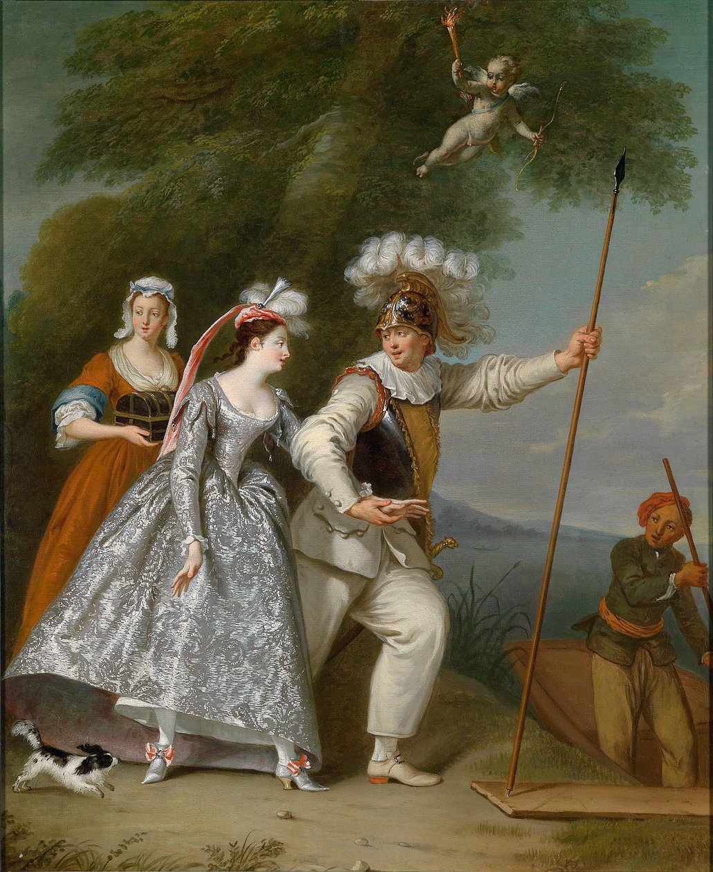 Portret eleganckiego dżentelmena jako Pierrota w komedii dell’Arte autorstwa Christian Wilhelm Ernst Dietrich