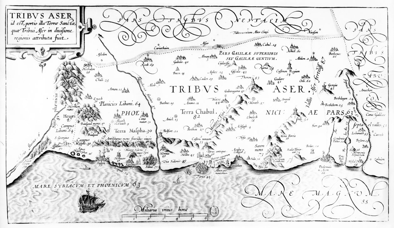 Mapa plemienia Ashera, 1590 autorstwa Christian van Adrichom