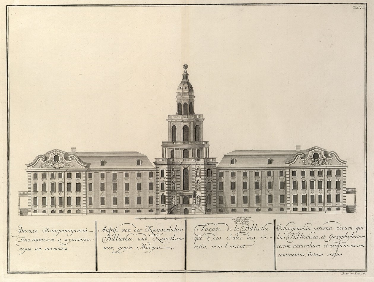 Biblioteka Cesarska i Kunstkammer Od: Budynek Cesarskiej Akademii Nauk, 1741 autorstwa Christian Albrecht Wortmann