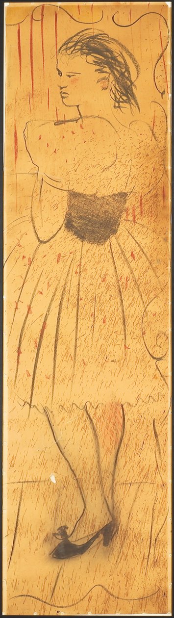 Tryptyk (rysunek przedstawiający scenę zakochanych) (ołówek na papierze) (patrz także 742028-29) autorstwa Christian Bérard