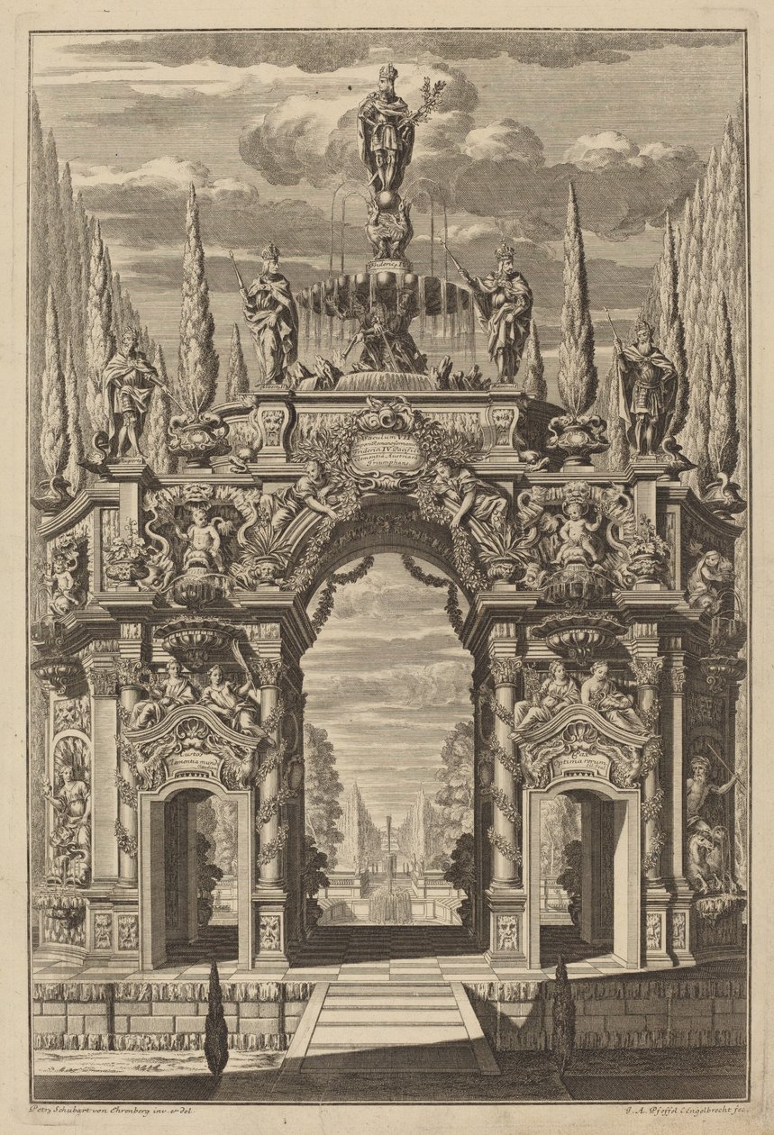 Łuk Triumfalny dla Fryderyka IV autorstwa Christian Engelbrecht and Johann Andreas Pfeffel, after Peter Schubert von Ehrenberg