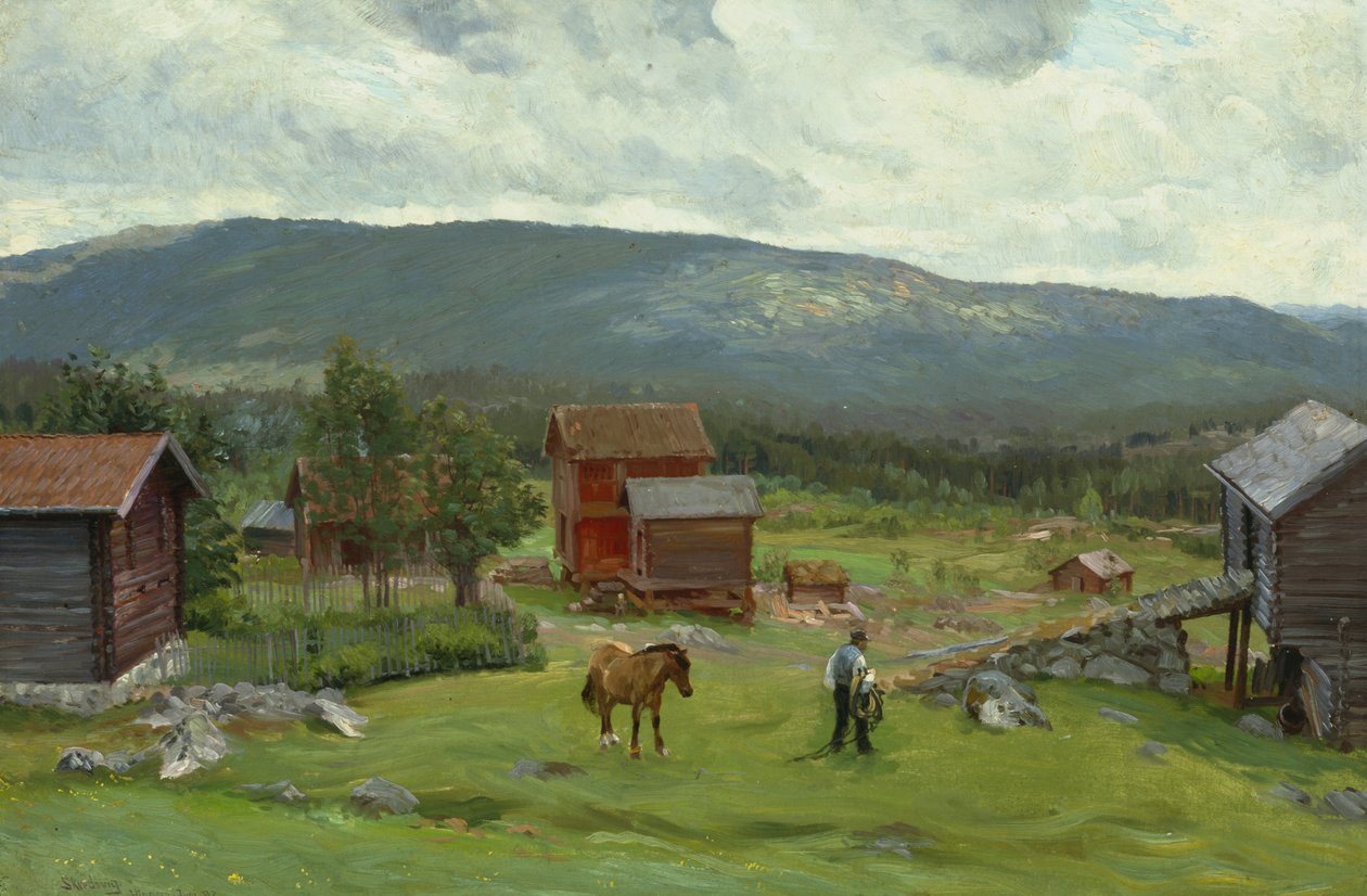 Mężczyzna na pastwisku, Hiaasen, czerwiec 1893 (olej na płótnie) autorstwa Christian Eriksen Skredsvig