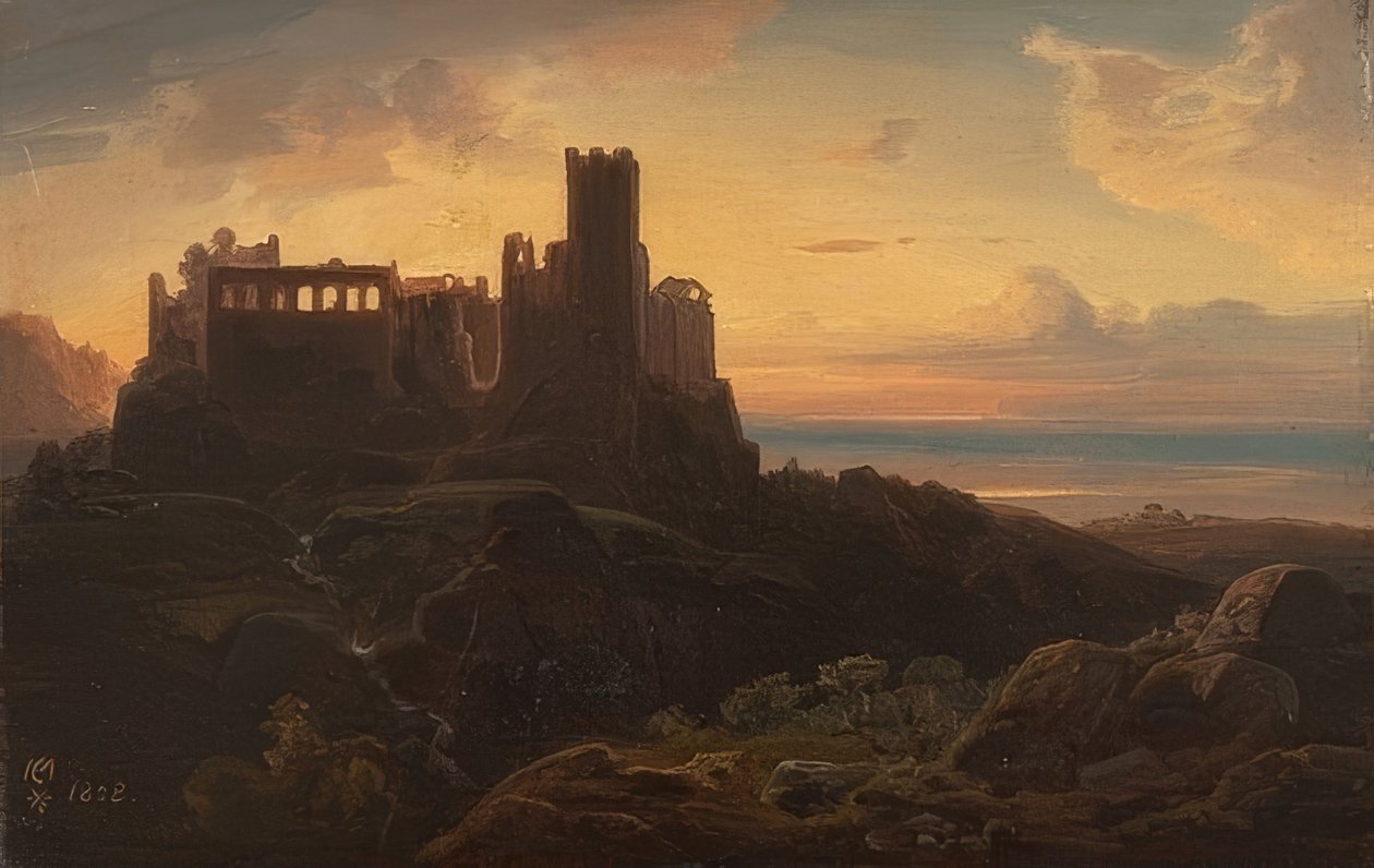 Ruiny zamku. 1838 autorstwa Christian Ernst Bernhard Morgenstern