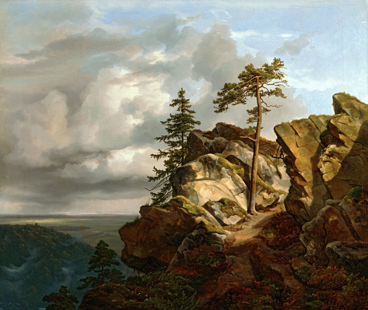Krajobraz Harzu (Wrzosowisko Lüneburskie w pobliżu Harburga) autorstwa Christian Ernst Bernhard Morgenstern