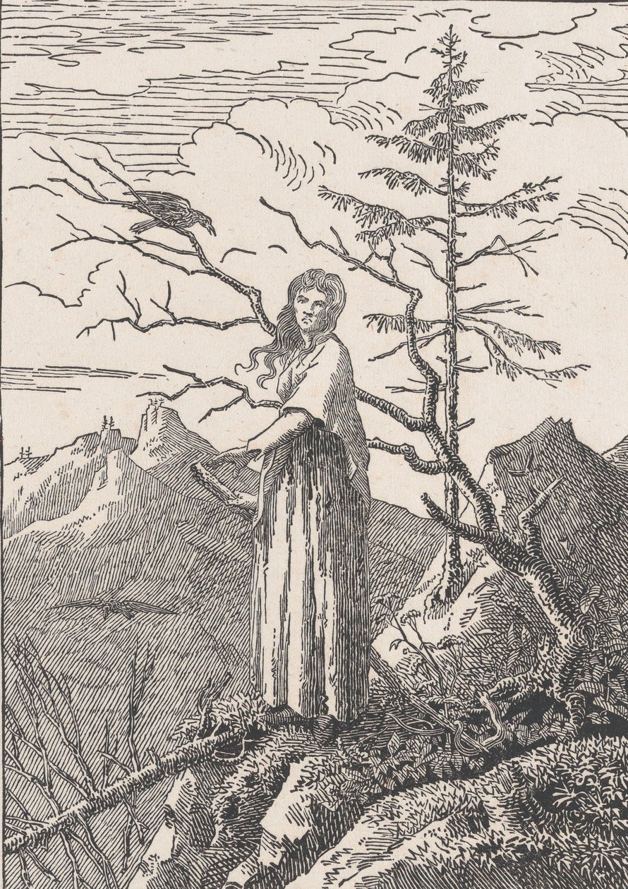 Kobieta z krukiem Kobieta z krukiem na otchłani, prawdopodobnie 1803. autorstwa Christian Friedrich