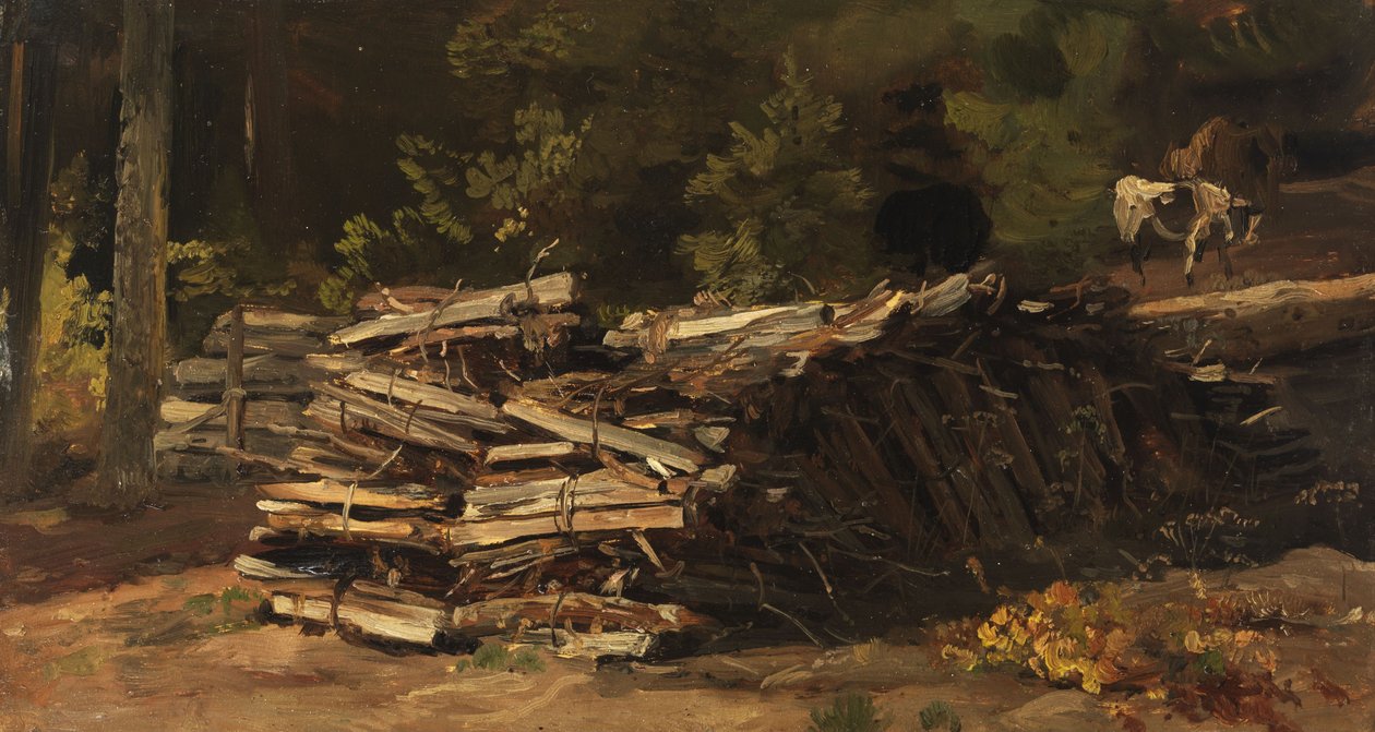 Holzstoß am Waldrand Stos drewna na skraju lasu autorstwa Christian Friedrich Gille