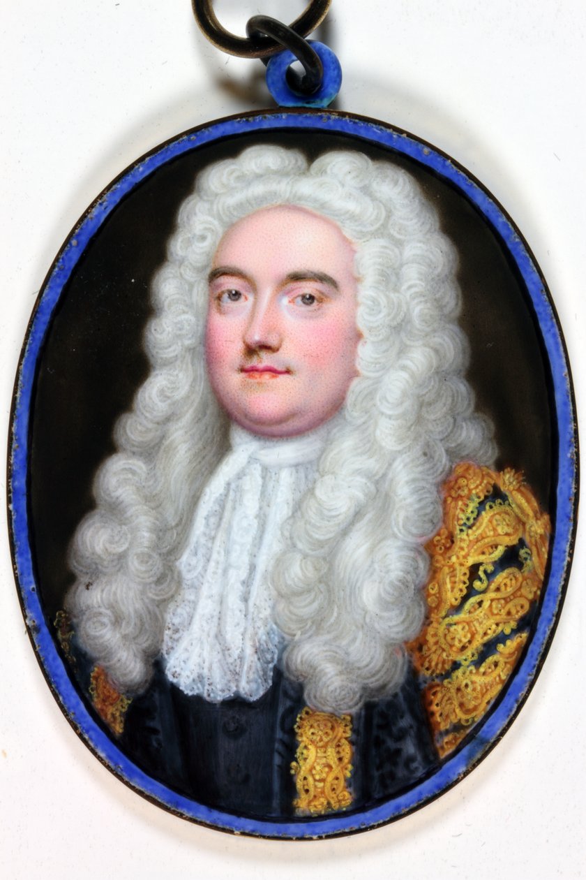 John Verney Master Of The Rolls, 1739 (emalia) autorstwa Christian Friedrich Zincke