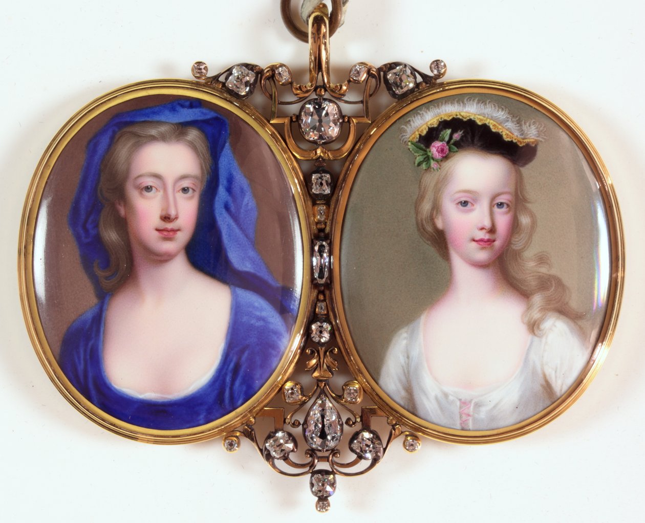 Lady Henrietta Cavendish Holles Harley i jej córka Margaret (emalia) (patrz także 3076141) autorstwa Christian Friedrich Zincke