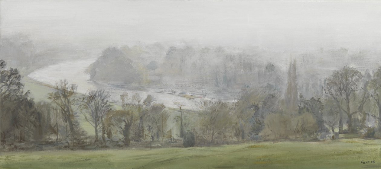 In a Mist (Silver) - Thames from Richmond Hill, Mists, 2015 (olej na płótnie) autorstwa Christian Furr