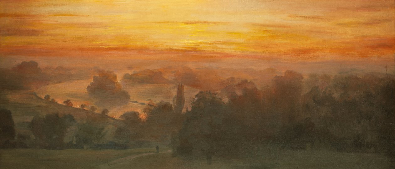 Orange Skies - Thames from Richmond Hill, Sunset, 2012 (olej na płótnie) autorstwa Christian Furr