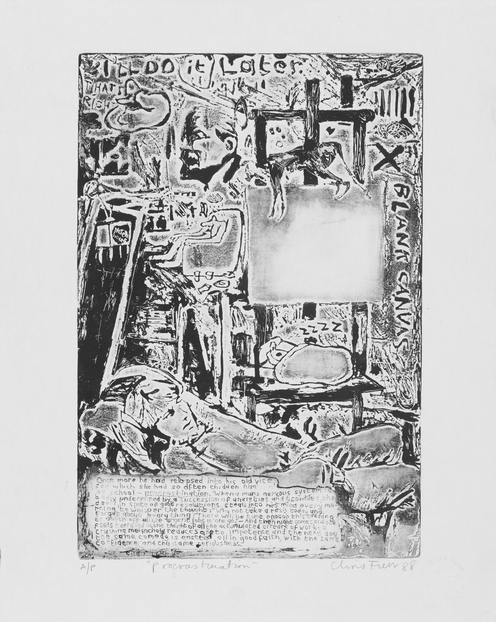Prokrastynacja - Kadry z filmu 1988 (akwaforta) autorstwa Christian Furr
