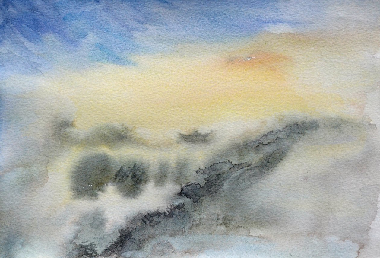 Świątynia w chmurach, 2015 (akwarela na papierze) autorstwa Christian Furr
