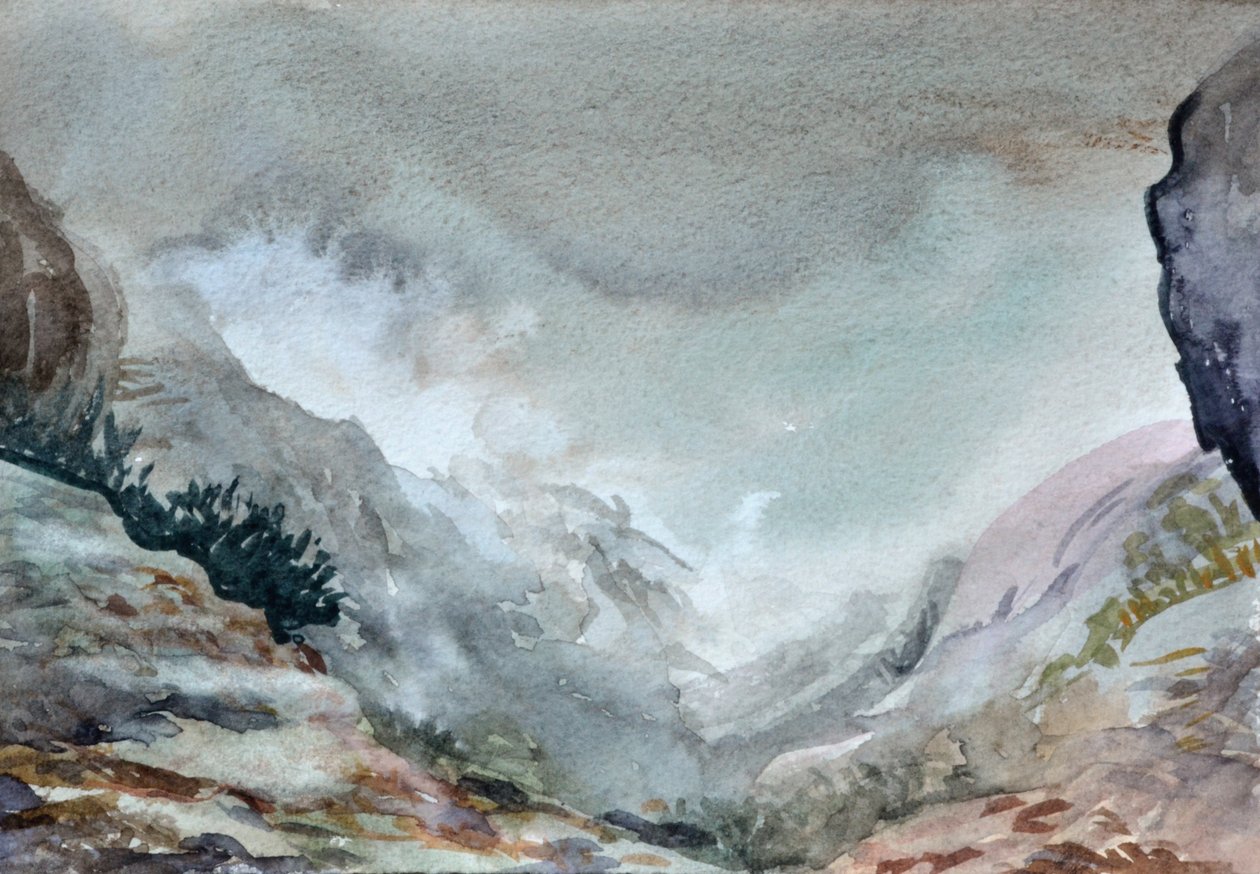 Dolina we mgle, 2015 (akwarela na papierze) autorstwa Christian Furr