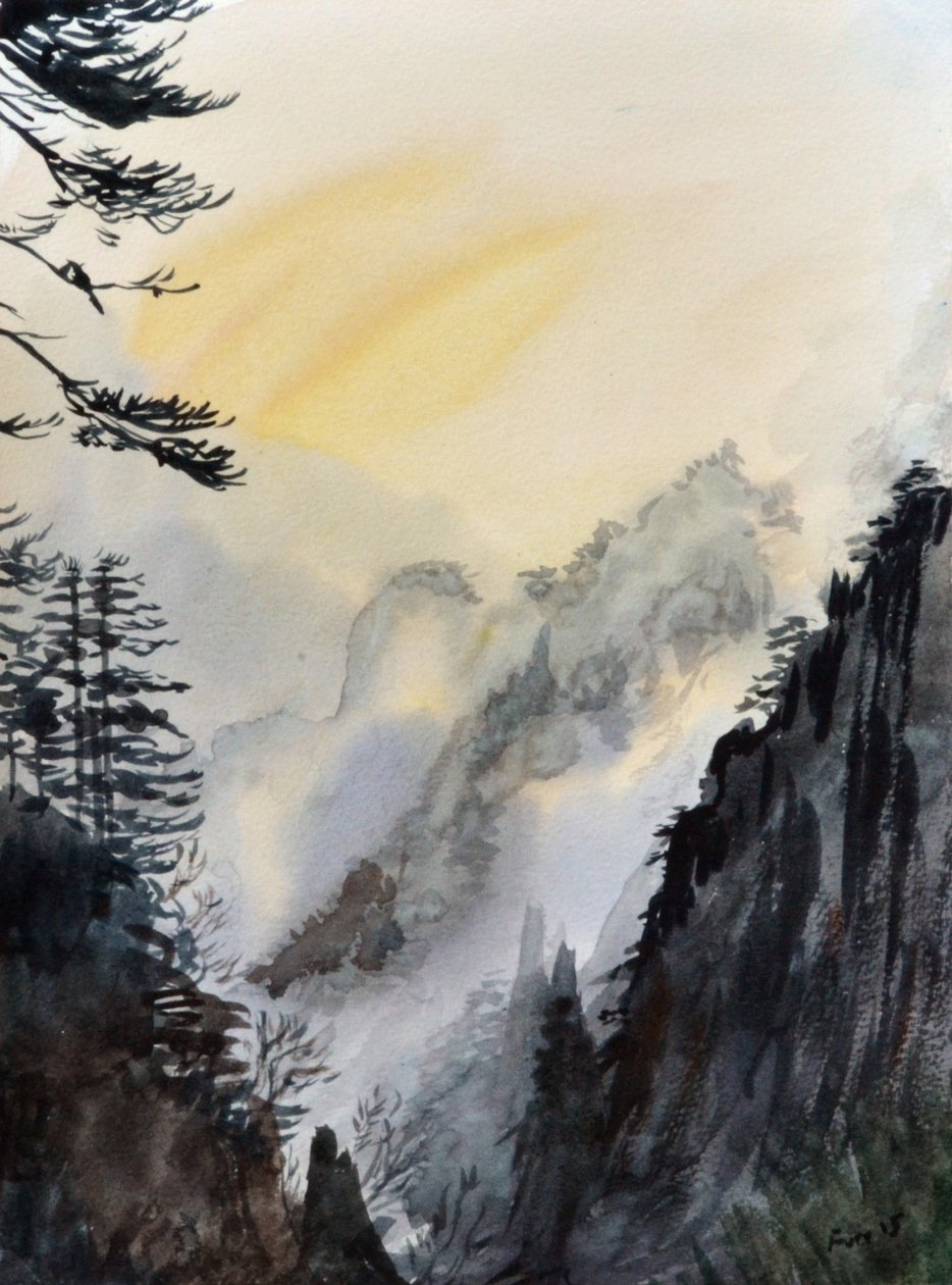 Żółte chmury, 2015 (akwarela na papierze) autorstwa Christian Furr