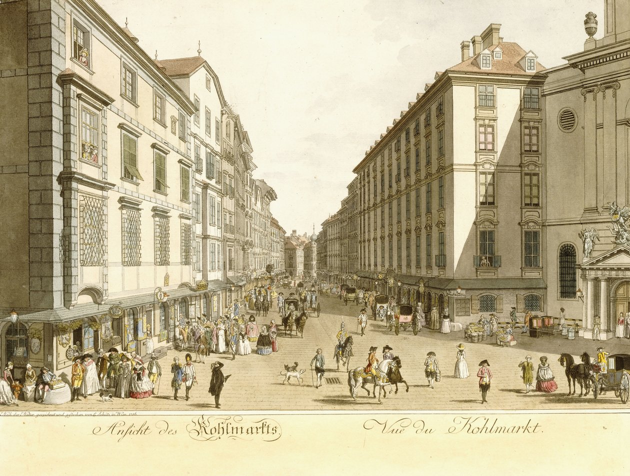 Widok na Kohlmarkt, 1786 autorstwa Christian Georg II Schutz or Schuz