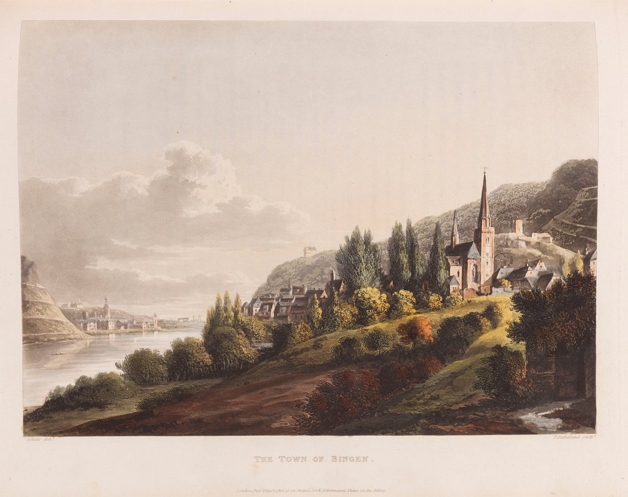 Bingen. Od: Malownicza wycieczka wzdłuż Renu, 1820. autorstwa Christian Georg Schütz the Younger