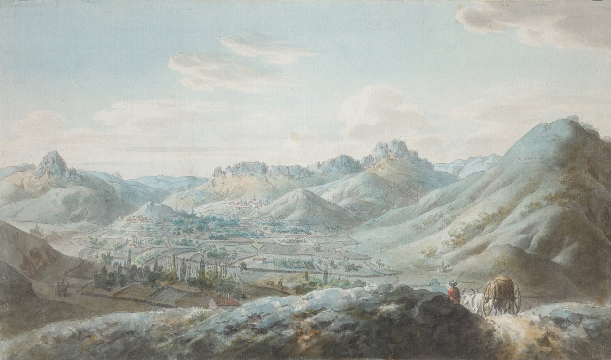 Widok na pasmo górskie Taraktash w Górach Krymskich, lata 1810 autorstwa Christian Gottfried Heinrich Geissler