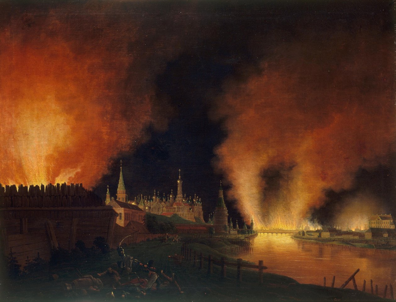 Pożar Moskwy 15 września 1812 Francuzi w Moskwie, 1812-1817. autorstwa Christian Johann Oldendorp