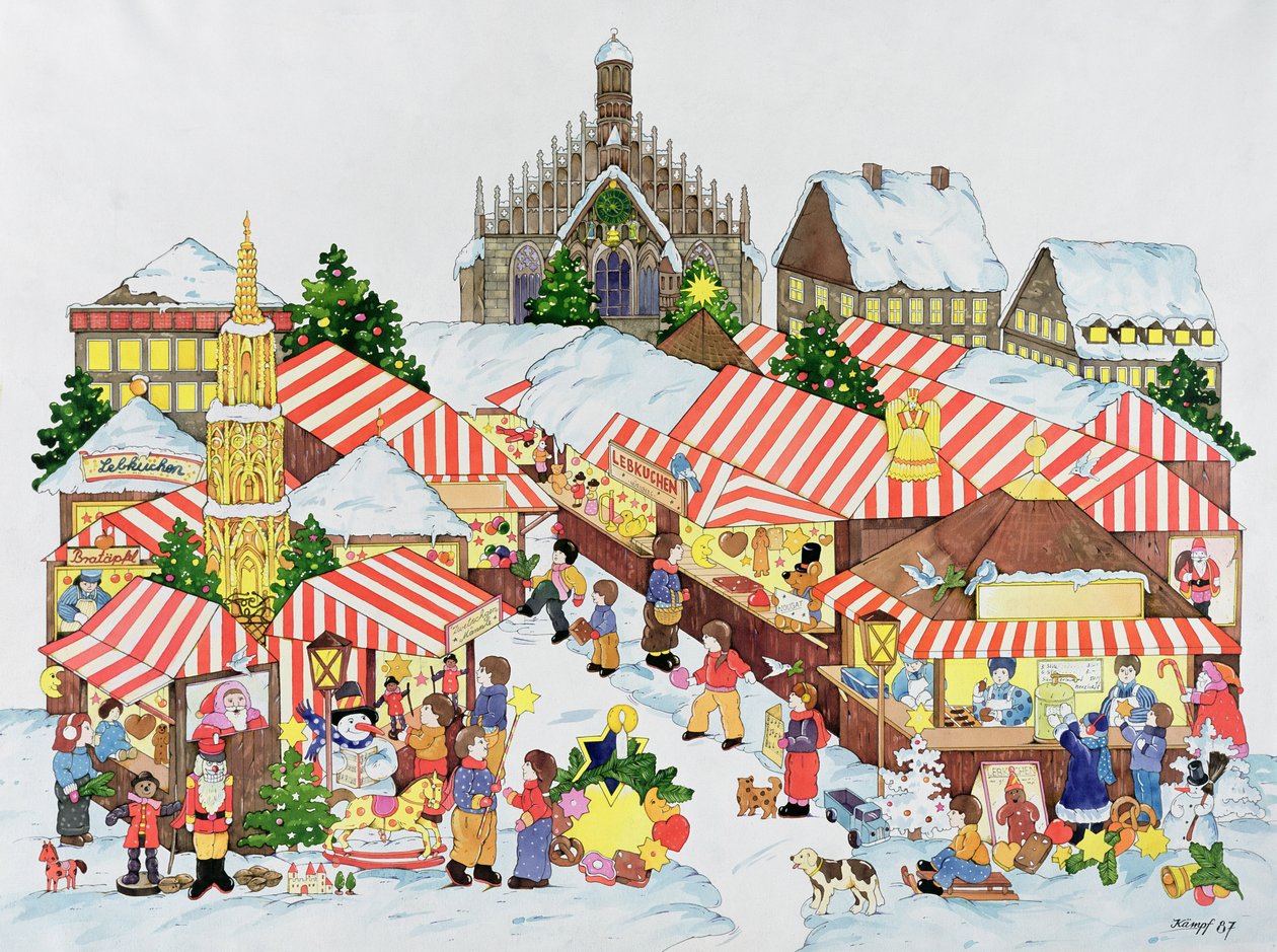 Christkindlmarket, Norymberga, 1987 (wc na papierze) autorstwa Christian Kaempf