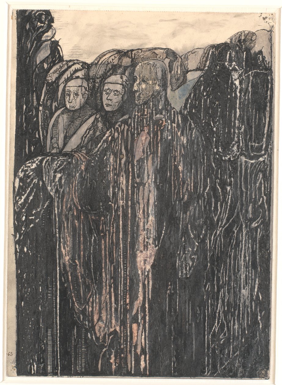 Trzy postacie w ogrodzie. autorstwa Christian Kongstad Petersen