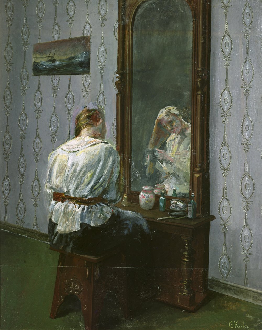 Przed lustrem (olej na płótnie) autorstwa Christian Krohg