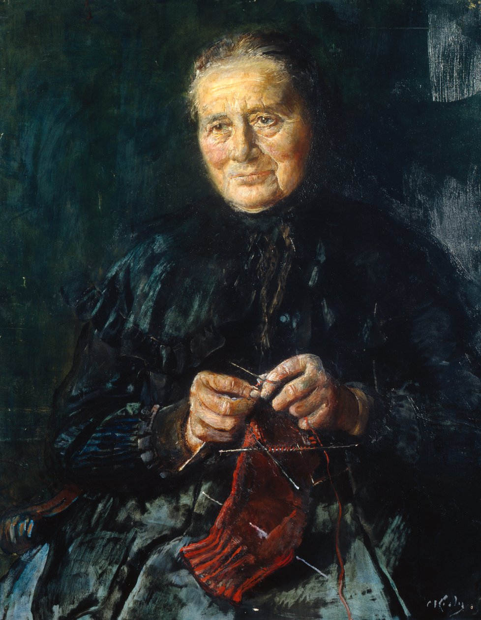Dziergająca żona (obraz) autorstwa Christian Krohg